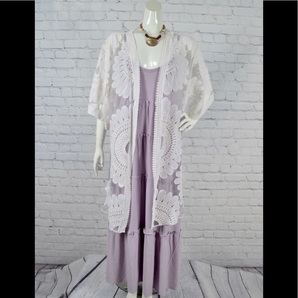 Brand New Plus Size Lavender Maxi Dress With Pockets Dress Various 1X,2X 3X - Picture 4 of 9